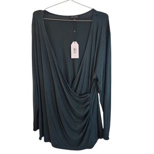 New Universal Standard Green Crossover Shirt Size Large 22-24 Long Sleeve